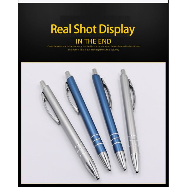 Bureau d'affaires stylo à bille en aluminium lisse avec logo personnalisé