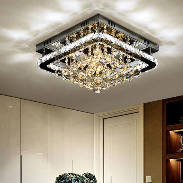 LED Luxury Modern Ceiling Crystal Pendant Light Remote Control Color For Living Room