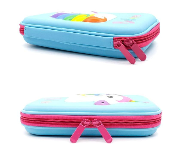 3D Cute EVA Unicorn Pen Pouch Stationery Box Anti-Shock Large Capacity Multi-Compartment for School with 4 unicorn pens ;EVA shell cushions supplies