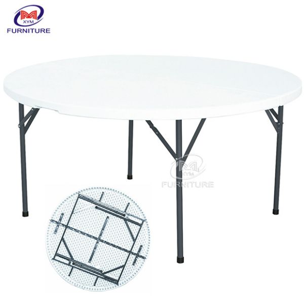 ODM 4 ft White Round Plastic Folding Chair And Table For Ten Persons