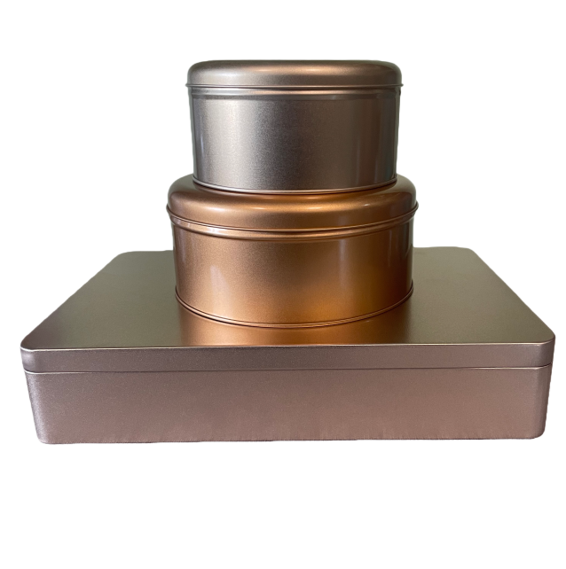 Round Rectangle Food Tin Box Square Metal Cookie Jar For Coffee Candy Cake Storage