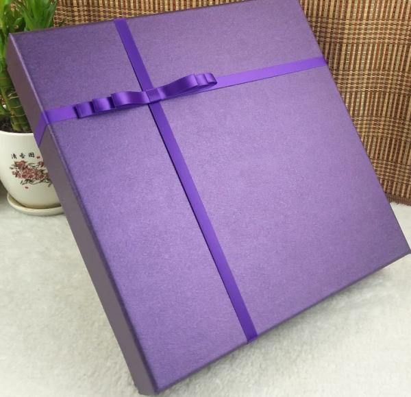 Custom Large Square Gift Box Purple Rigid Packaging For T Shirts Albums A4 Books Frames