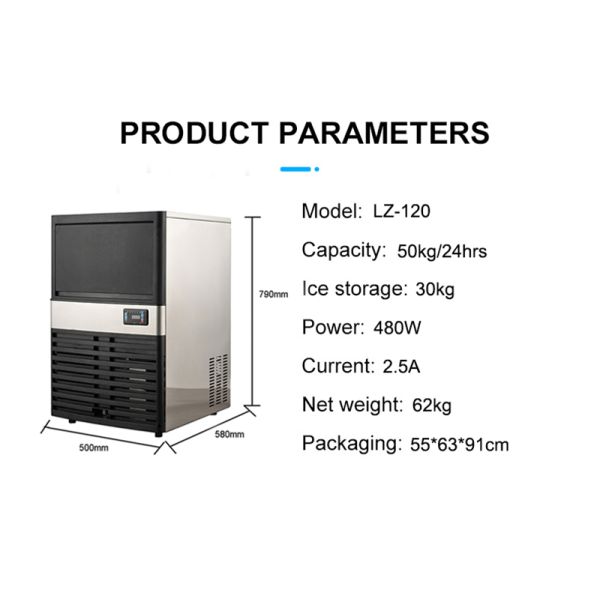 Ледяной кубик-производитель LZ-120 в 30кг Ледяной склад для магазинов строительных материалов