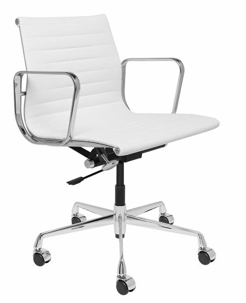 Commercial White Ribbed Office Chair Vinyl Leather Back Explosion Proof Classes Design