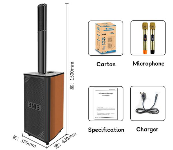Karaoke Line Array Speaker Bluetooth Portable Outdoor Wireless Speaker With Wheels