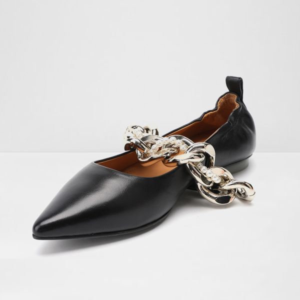 Personalized Process Chain Trim Office Lady Shoe Pointed Toe