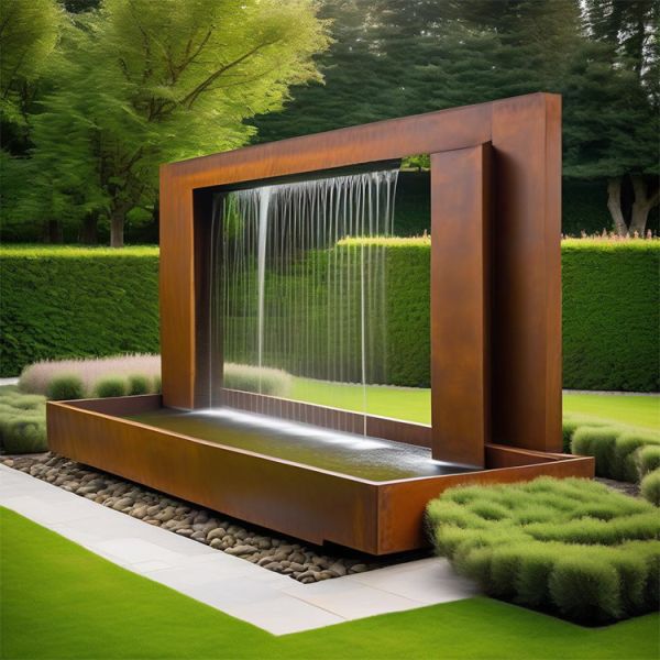 Customizable Corten Steel Water Fountain Commercia Outdoor Modern