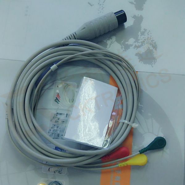 Generic AAMI 6 Pin ECG Patient Cable 3 Leads Snap IEC For Abbott Medical
