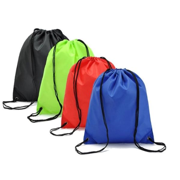 Sport Black Personalised Drawstring Bag , Foldable Vinyl Drawstring Backpack