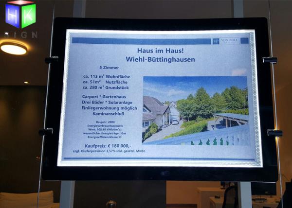 Real Estate Acrylic LED Light Box / Window LED Light Pocket Displays Small