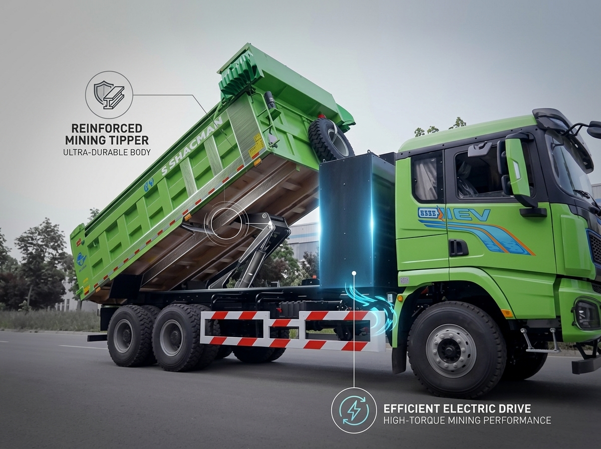 Efficient Shacman X5000e 6x4 Electric Mining Dump Truck 400kWh Battery Low Cost Transport