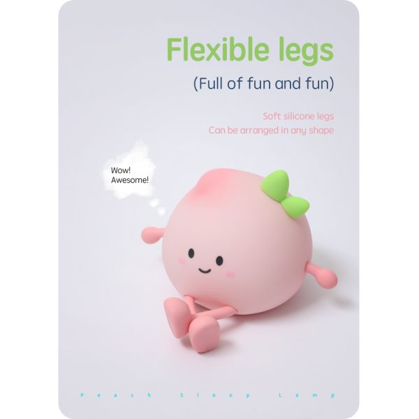 2024 New Creative Peach Shape Night Lamp Soft Silicone 7 Color Changing Eye Care Night Light For Children Gifts Desk Lamp