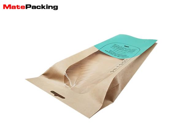 100% Bamboo Kraft Cookie Bags , Food Grade Kraft Paper Side Gusset Coffee Bags