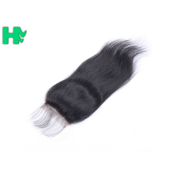 8A Grade Brazilian Straight Lace Closure Extensions 4*4 Human Hair Natural Black
