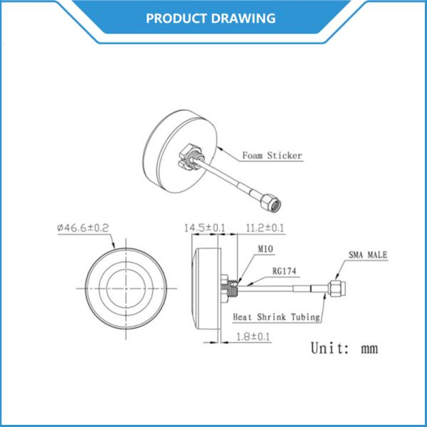 Screw Mount ISM Band Antenna Low Profile Waterproof 915 Mhz High Gain Antenna