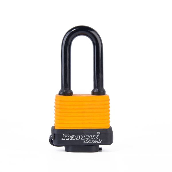 Rarlux Anti-rust Waterproof Steel Padlock with Plastic Cover Long Shackle Laminated Design-Zhejiang Origin
