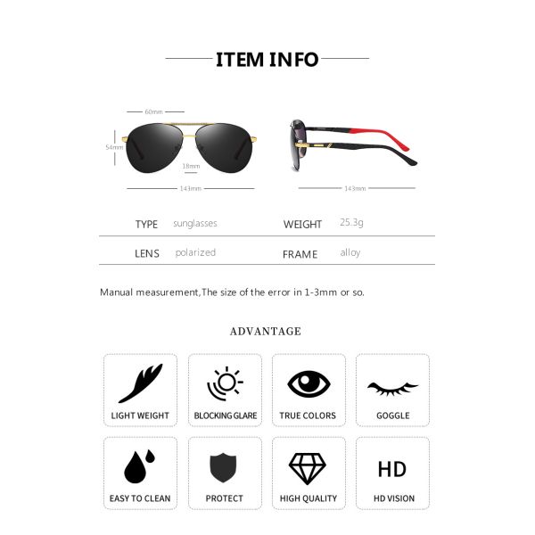 Vintage Aluminum 143mm Metal Frame Polarized Sunglasses Coating Lens Driving Shades