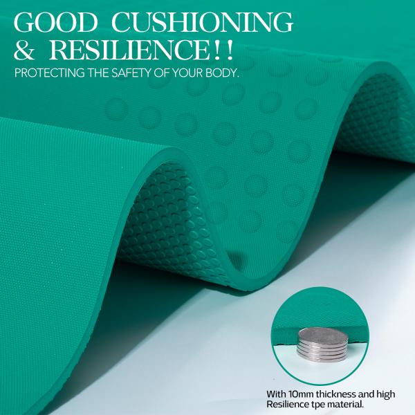 OEM Upgraded Sport Yoga Mat  , Extra Thick 10mm TPE , Green Color
