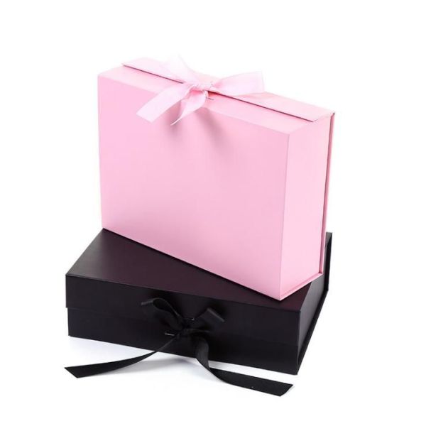 Custom Logo Printing Paper Magnetic Closure Gift Box With Ribbon Luxury Style