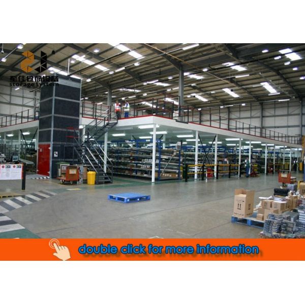 Steel Q235 Industrial Mezzanine Floors , Powder Coating Warehouse Rivet Shelving