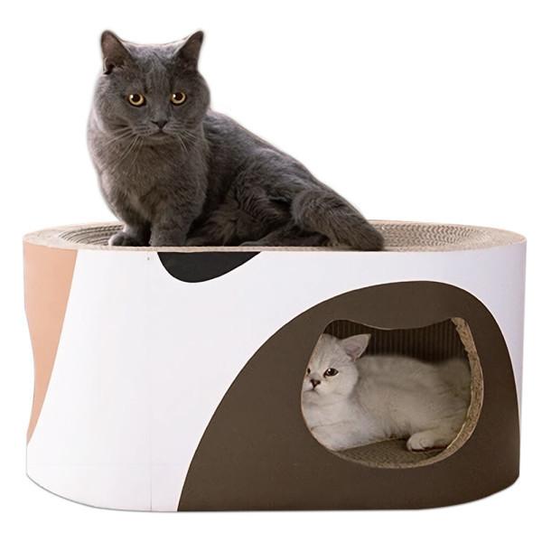 Double Layer Cat Scratching Board Nest Corrugated Paper Curved Top Double Cat Hole Design Cat's Body Curve