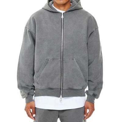 Logotipo personalizado respirável Homem 100% de algodão Hoodie Francês Terry Zipper Up Oversized