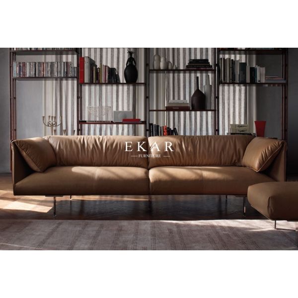 Italy Contemporary Simple Designed Modern Home Living Room Furniture Leather Sofa Set