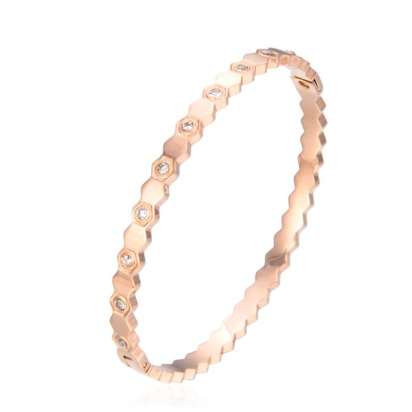 Honeycomb Hexagonal Stainless Steel Bangle CE Personalized 14k Gold Bracelet