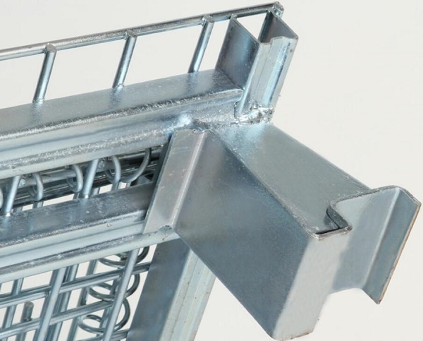 Medium Duty 600lbs Collapsible Wire Container With Half Drop Gate Cold Galvanized Surface