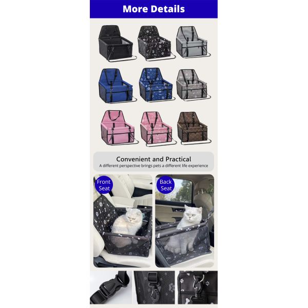 Dog Car Seat, Breathable, Washable, Foldable, Reinforced And Stable For Car Seat