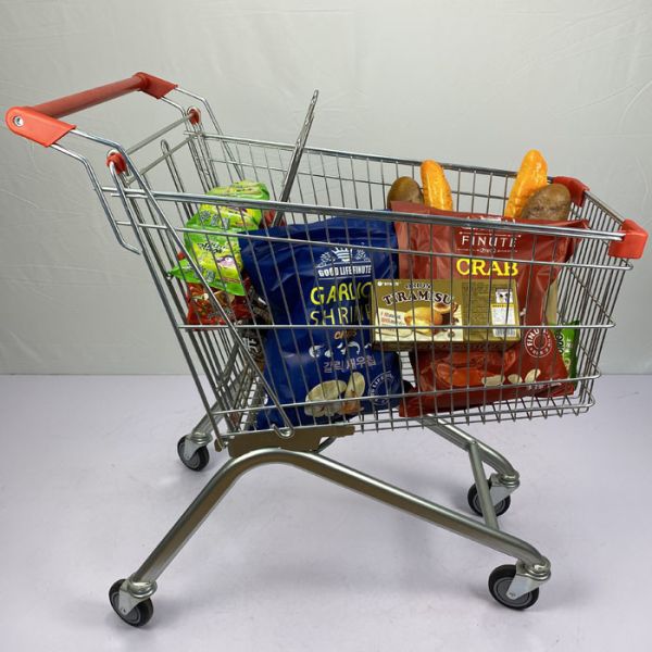CE 125L European Large Shopping Cart 110kgs Loading Capacity Metal Shopping Trolley