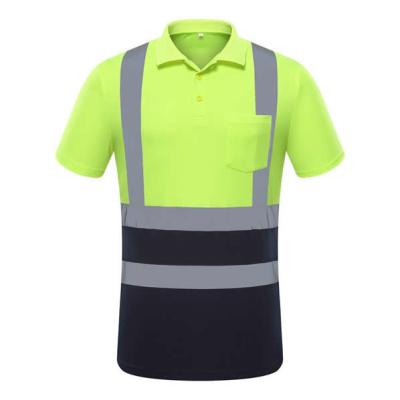 Reflective Safety Hi Vis Polo Shirt OEM breathable quick dry polyester work wear   reflective tape printed