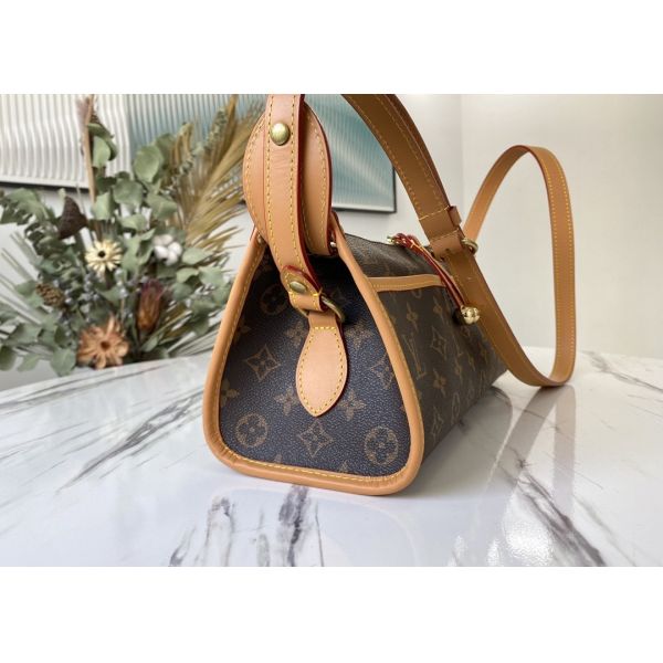 Monogram Printing 30cm Women'S Leather Crossbody Sling Bag Gold Ball Decoration