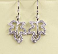 Folhas Dangle Aurélio Sterling Silver Stud Aurélios com Zirconia cúbica de prata esterlina orelhas de gotejamento de prata pura