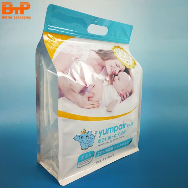 Hot Selling Custom Zipper Close Clean Conscious Diapers Packaging Plastic Baby Diapers Bag