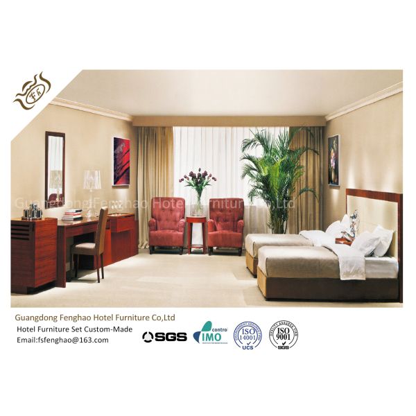 Mahogany Finished Double - Bed Bedroom Furniture Set Modern Corner Table With Sofa