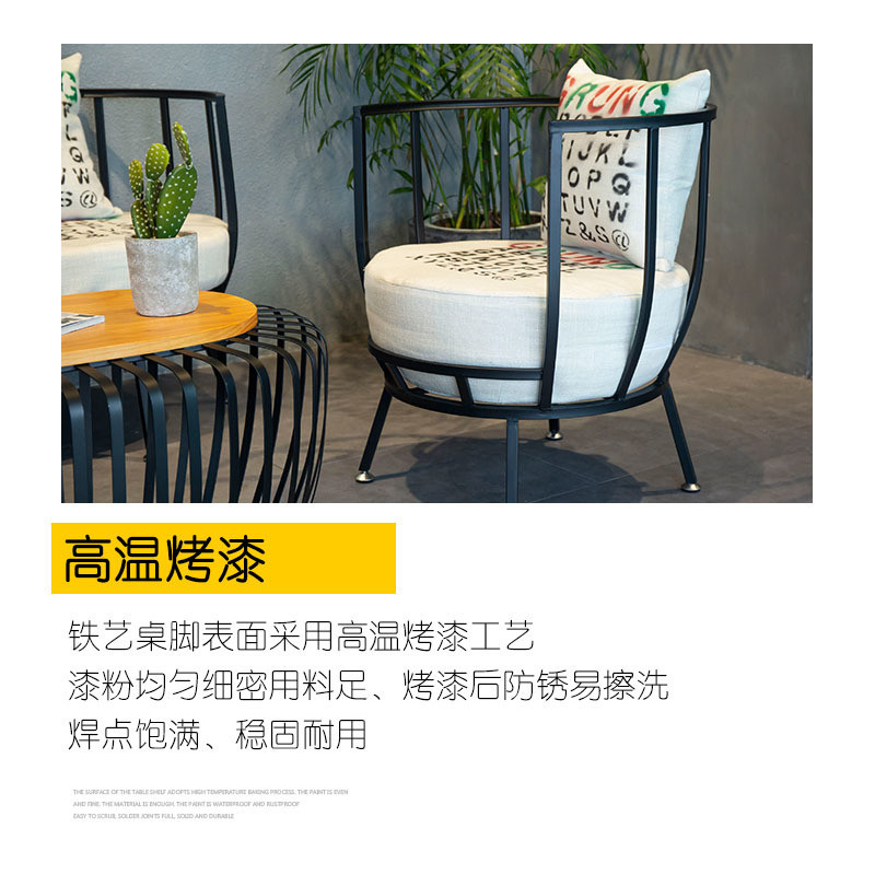 Outdoor Living Room Furniture 3Piece Iron Coffee Table Set with Modern Round Design