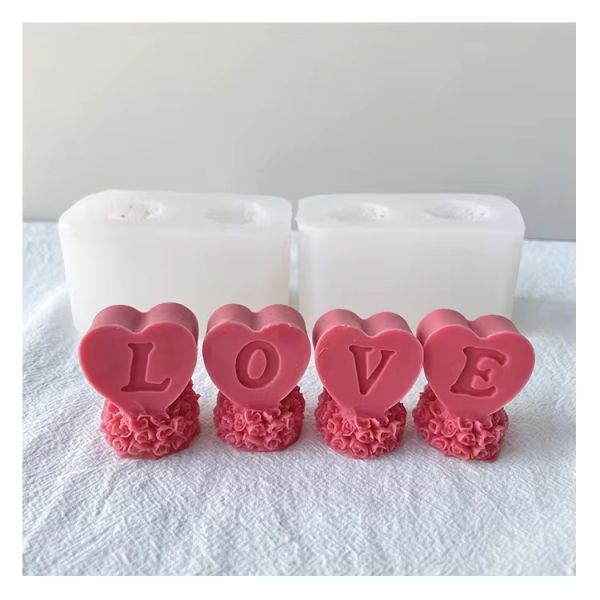 3D Silicone Valentine Flower Rose Pillar Candle Mold For DIY Candle Making