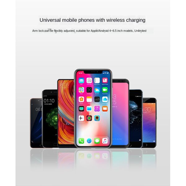 10W Black Suction Cup Qi Wireless Car Charger 5V 2A 75% Fast Charge