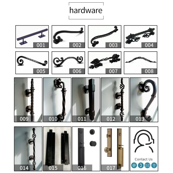 China Patio Single Pocket Double Door Main House Entry Entrance Wrought Iron Door with Elegant Decorative Design