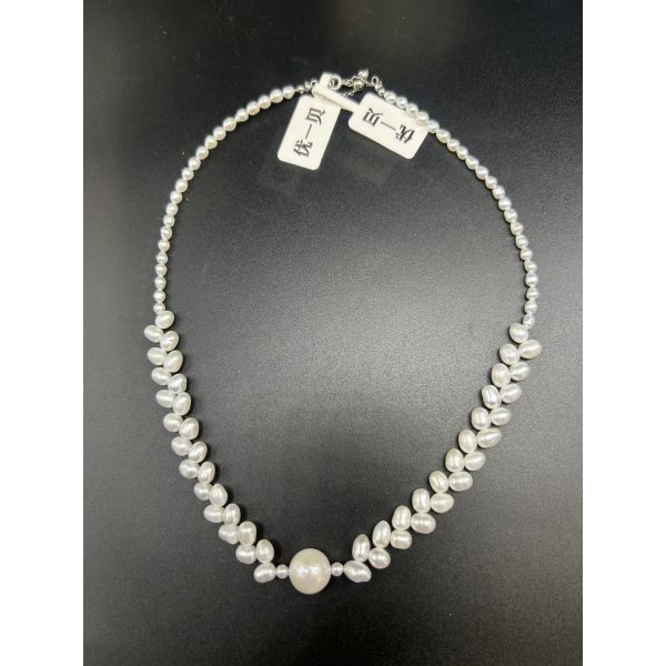 New promotion hot style Rice Pearl Stone Necklace Wholesale Jewelry Ear Of Wheat Shape Necklace Fresh Water Seed Pearl Necklace