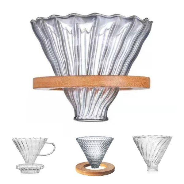 Transparent Reusable Glass Coffee Filter Funnel Dripper Coffee Tea Tools Quantity /