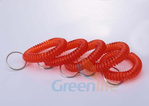 Stetchable Red Colour Plastic Wrist Coil Key Retainer With Key Ring Light - Weight