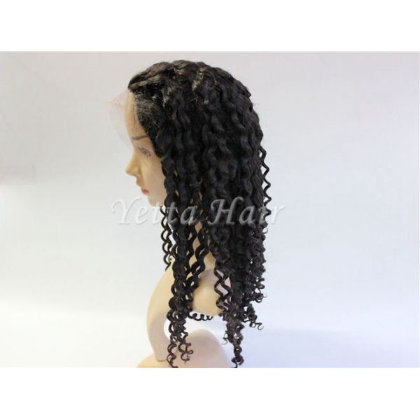 Парики человеческих волос шнурка здоровой глубокой волны курчавые полные для чернокожих женщин