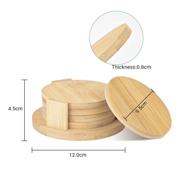 Sous-verre rond en bois de bambou naturel par sublimation, respectueux de l'environnement, avec logo personnalisé