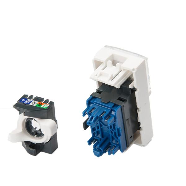 Exact Cables 45*22.5 French Type UTP CAT6 Single Keystone Jack RJ45 FTP Network Module