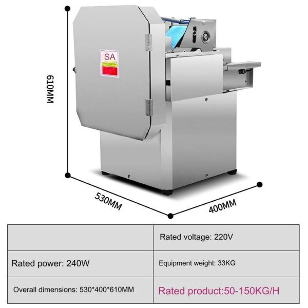 Convenient 220V Dicing Machine for Farms 0.24KW Power Easy to 33 KG Multifunctional