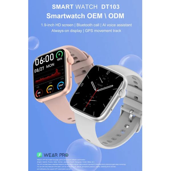 Дозор BT водоустойчивых спорт IP68 умный вызывая Smartwatch DT103 Reloj
