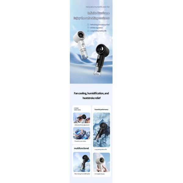 Usb Rechargeable Mini Portable Fan With 2000mAh Battery Lightweight Adjustable Speed