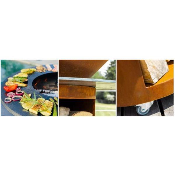 Двойная наслоенная яма огня БАРБЕКЮ Corten угля гриля барбекю Plancha стальная